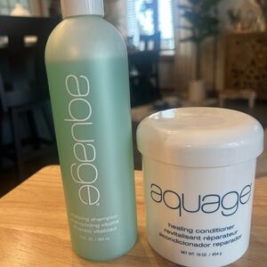 Aquage Vitalizing Shampoo and Healing Conditioner - Green and White